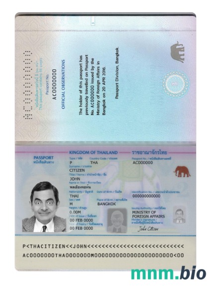 Szablon nowej wersji paszportu Tajlandii w formacie PSD